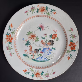 Chinese antique porcelain famille rose plate, Qianlong, 18th c #1998