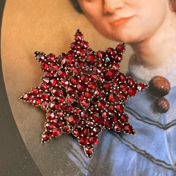 Antique Victorian jewelry Garnet Star Burst Pin Brooch #2007