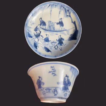 Chinese Antique teacup and saucer, Shipwreck, possibly Ca Mau, Yongzheng #2005