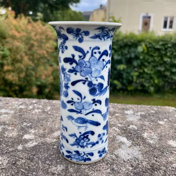 Chinese antique blue and white sleeve vase,  late Qing Dynasty #2009