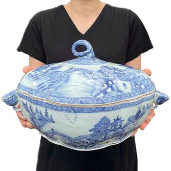 Chinese antique underglazed blue and white Tureen, Qianlong Period, #2023