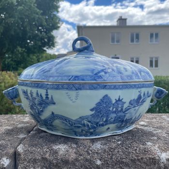 Chinese antique underglazed blue and white Tureen, Qianlong Period, #2023