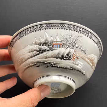 Chinese vintage bowl with snow landscape #2052