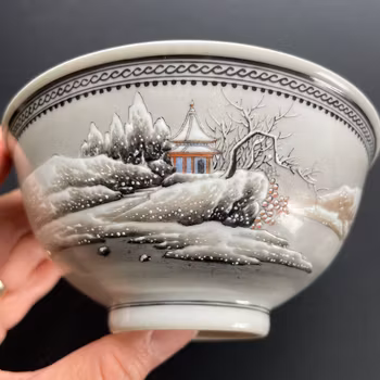 Chinese vintage bowl with snow landscape #2053