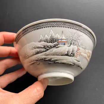 Chinese vintage bowl with snow landscape #2055