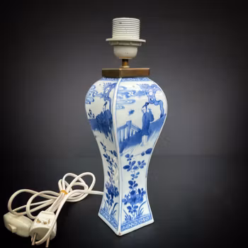 Chinese antique porcelain vase / lamp, Blue and White, Kangxi period #2066