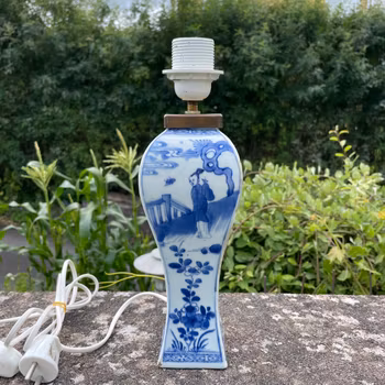 Chinese antique porcelain vase / lamp, Blue and White, Kangxi period #2066