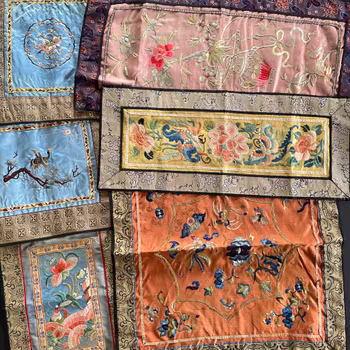 6 pieces of Chinese antique / vintage silk embroideries 19c, 20c #2069