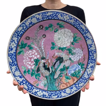 Chinese antique porcelain charger, Peranakan nyonya straits style porcelain  #2070