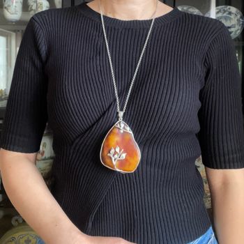 Unique Design Natural Amber Pendant Danish Amber Hand Polished 51g