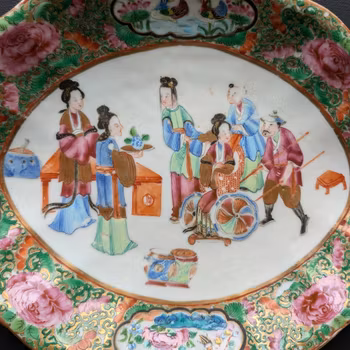 Chinese Antique rose mandarin dish, mid 19th c #2106