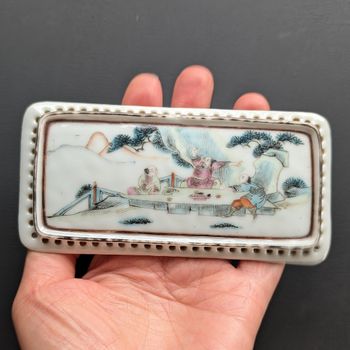 Chinese Antique famille rose pillow plaque, Tongzhi / Guangxu period, 19th c #2111