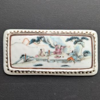 Chinese Antique famille rose pillow plaque, Tongzhi / Guangxu period, 19th c #2111
