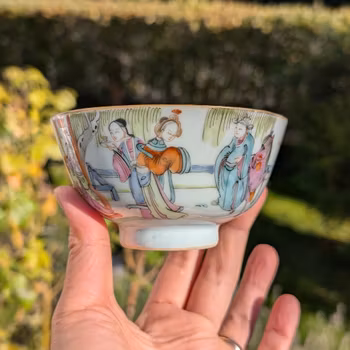 Chinese antique famille rose bowl with figure decoration, 19th century #2127