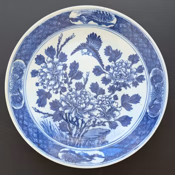 Chinese antique charger in underglazed blue and white charger, 19th century #2153