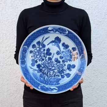 Chinese antique charger in underglazed blue and white charger, 19th century #2153