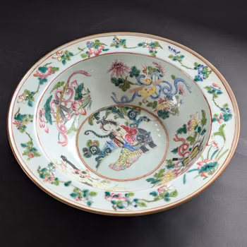Chinese Antique Famille Rose basin & handwash, Late Qing Dynasty #TM135