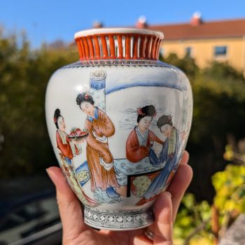 Chinese Vintage porcelain vase / censer, mid 20th c #2162