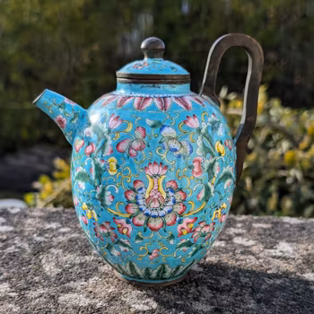Chinese Antique Canton Enamel Teapot, 19th c #2163