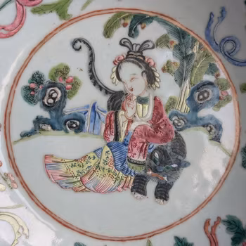 Chinese Antique Famille Rose basin & handwash, Late Qing Dynasty #TM135