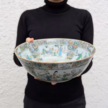 Chinese Antique wucai punch bowl, Xianfeng period #2176