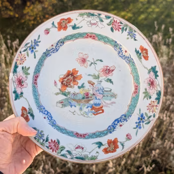 Chinese antique famille rose plate, 18th century #2178