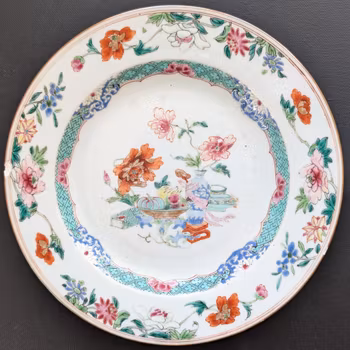 Chinese antique famille rose plate, 18th century #2178