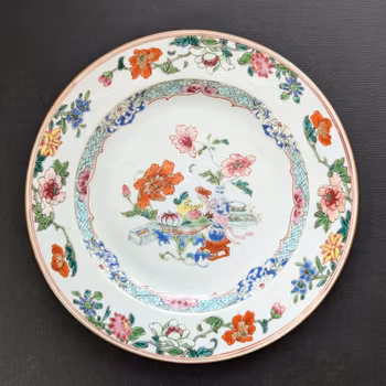 Chinese antique famille rose plate, 18th century #2181