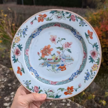 Chinese antique famille rose plate, 18th century #2179