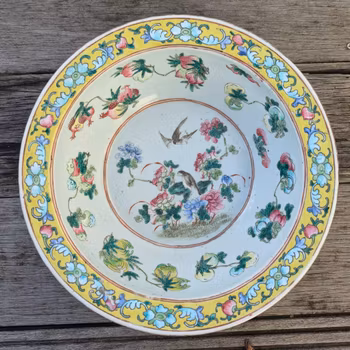 Chinese Antique famille rose handwash / basin, 19th c #2190
