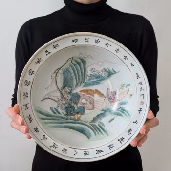 Chinese Antique Qianjiang porcelain basin & handwash, Guangxu, Year 1903 #2195
