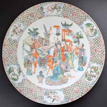 Chinese Antique wucai charger, Xianfeng period, 19th c #2196