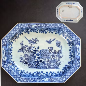 Chinese Antique deep basin decorated in underglazed blue and white, Yongzheng 18th c #2197