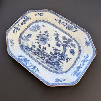 Chinese Antique porcelain platter decorated in underglazed blue and white, 18th c #2208