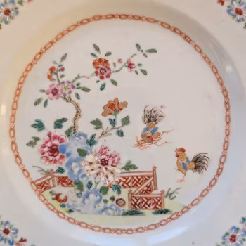 Chinese antique porcelain famille rose plate, Qianlong, 18th c #2209