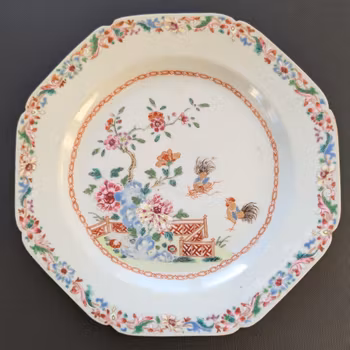 Chinese antique porcelain famille rose plate, Qianlong, 18th c #2209