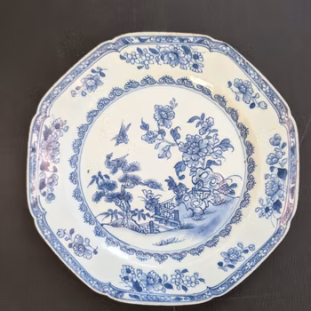 Chinese antique porcelain underglazed blue and white plate, Qianlong, 18th c #2212