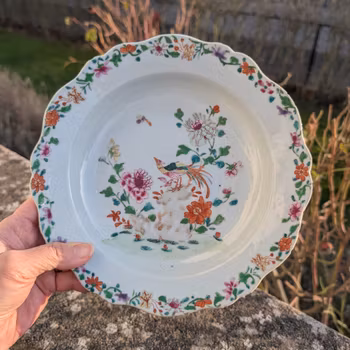 Chinese antique porcelain famille rose plate, Qianlong, 18th c #2216