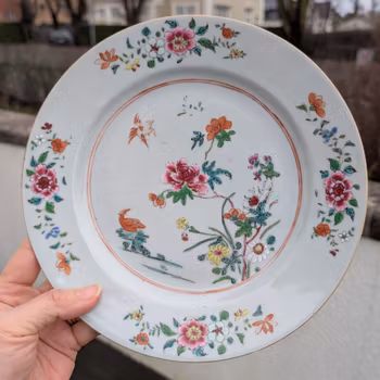 Chinese antique porcelain famille rose plate, Qianlong, 18th c #2226