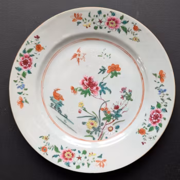 Chinese antique porcelain famille rose plate, Qianlong, 18th c #2226