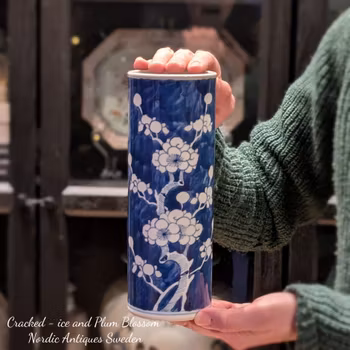 Chinese antique blue and white brushpot, Late Qing Dynnasty #2236