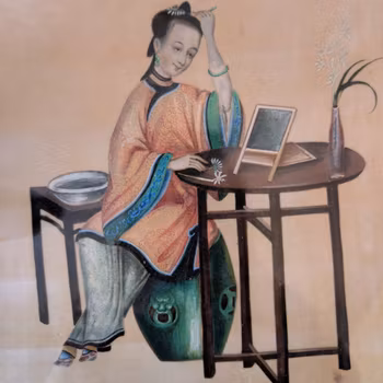 Chinese Antique Pith Painting of a lady, early 19th century #2222
