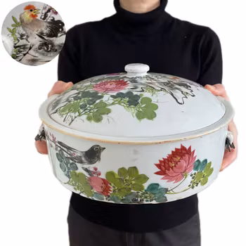 Large Chinese Antique porcelain food pot,  Late Qing #2257