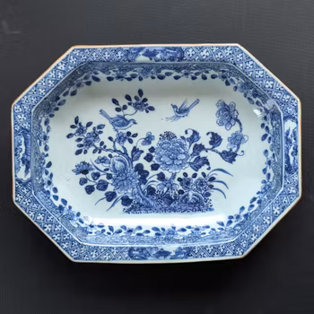 Chinese Antique deep basin decorated in underglazed blue and white, Yongzheng 18th c #2198