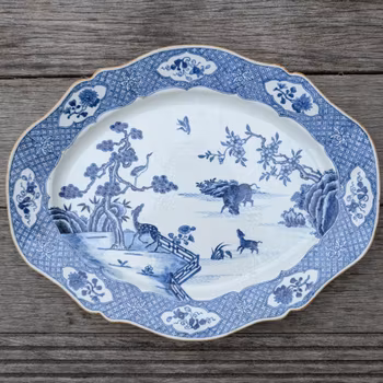 Chinese antique platter in underglazed blue and white, 18th c #2323