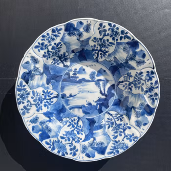 Chinese Antique underglazed blue and white deep plate, Kangxi Period #2262