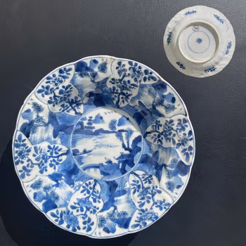 Chinese Antique underglazed blue and white deep plate, Kangxi Period #2262