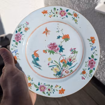 Chinese antique porcelain famille rose plate, Qianlong, 18th c #2232