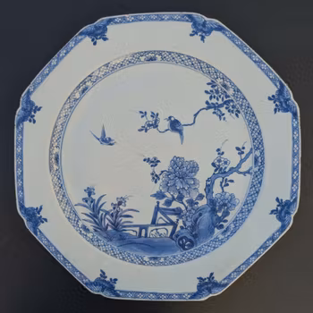 Chinese Antique porcelain charger, 18th C, Qianlong period 富贵白头 #2335