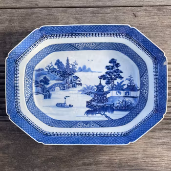 Chinese Antique Blue and White Porcelain Deep Platter, Qianlong period #2338